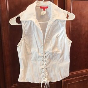 White tie up blouse